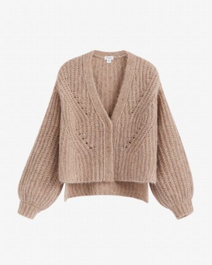 Cardigan Cuyana Alpaca Lână Cropped Dama Kaki | IFY9665LH