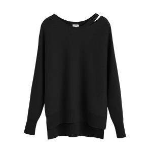 Pulovere Cuyana Recycled Cashmere Split-Neck Dama Negrii | EHA1939JQ