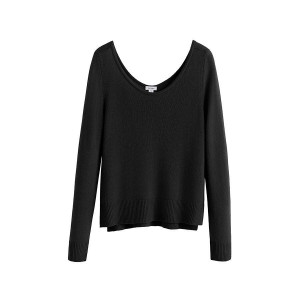 Pulovere Cuyana Single-Origin Cashmere Scoop Neck Dama Negrii | HVV9673SP