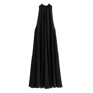 Rochie Cuyana Gathered-Neck Maxi Cover Up Dama Negrii | FTJ7856RT