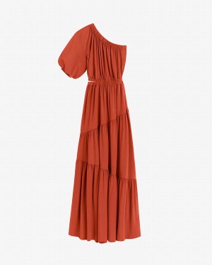 Rochie Cuyana Gathered One Shoulder Dama Portocalii | DVX9757GY