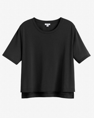 Tricouri Cuyana Pima Cropped Tee Dama Negrii | ZYM4512VE