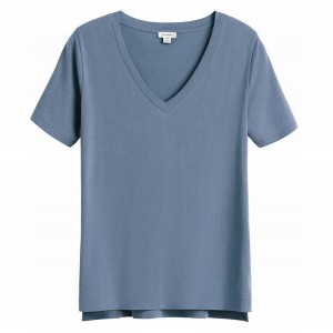 Tricouri Cuyana Pima V-Neck Tee Dama Albastri | LZB9768BC