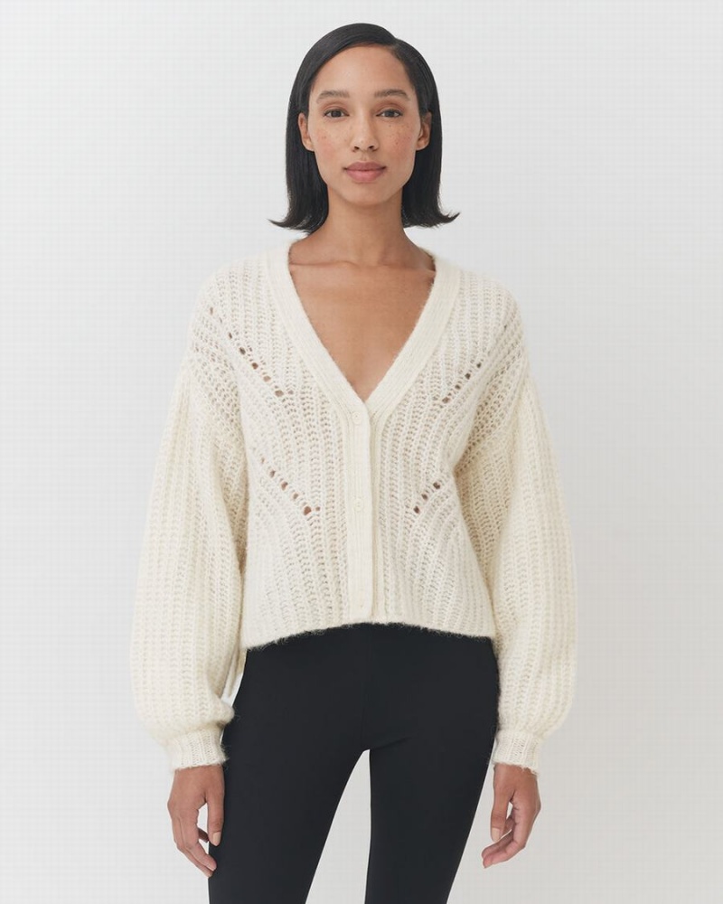 Cardigan Cuyana Alpaca Lână Cropped Dama Albi | MWS7563VY