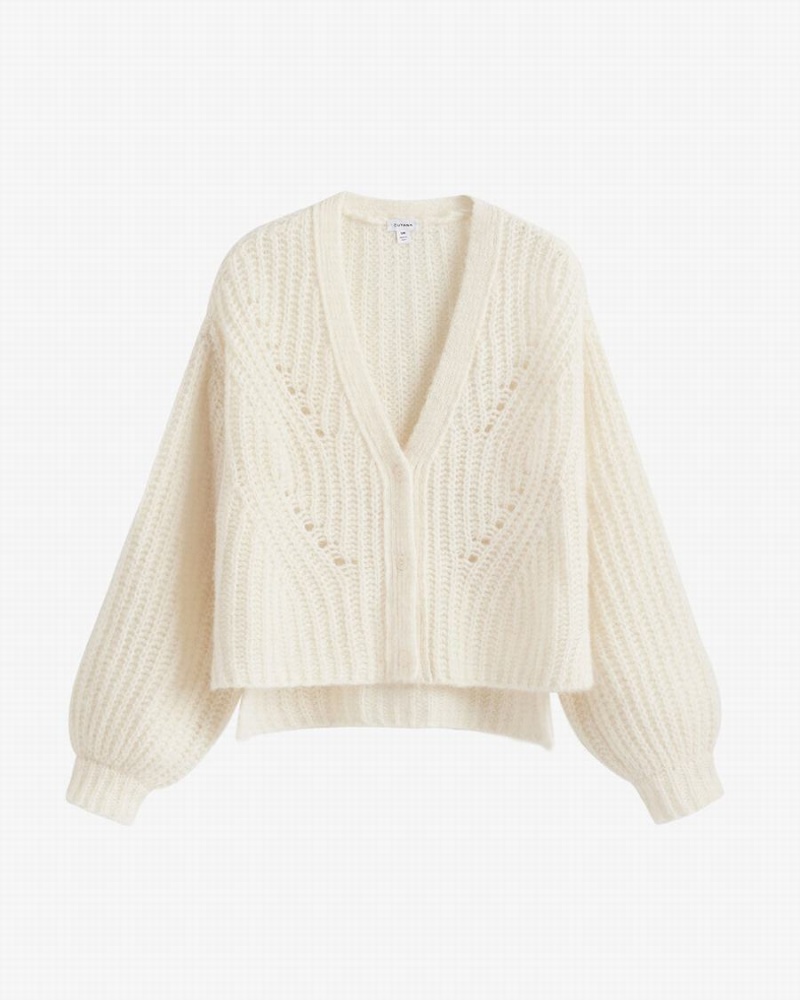 Cardigan Cuyana Alpaca Lână Cropped Dama Albi | MWS7563VY