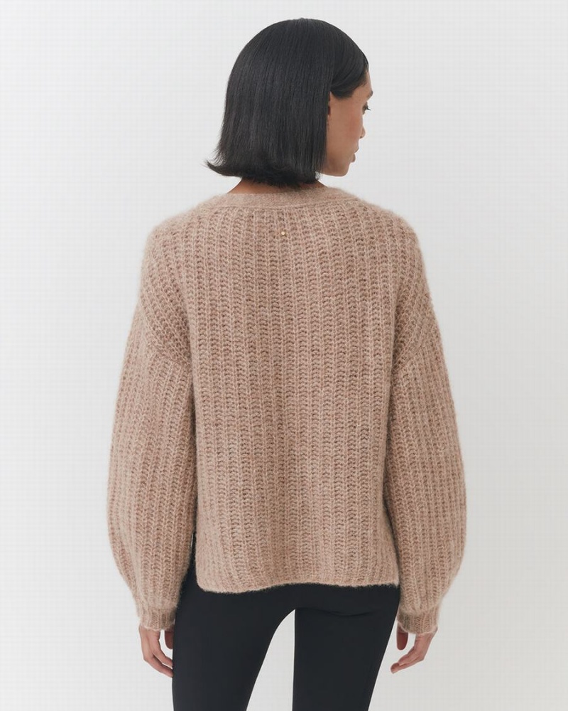 Cardigan Cuyana Alpaca Lână Cropped Dama Kaki | IFY9665LH