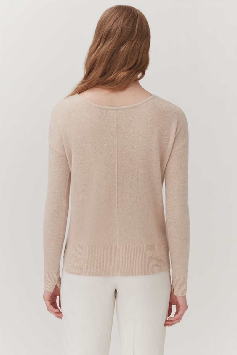 Cardigan Cuyana Single-Origin Cashmere Dama Bej | JRB352NX