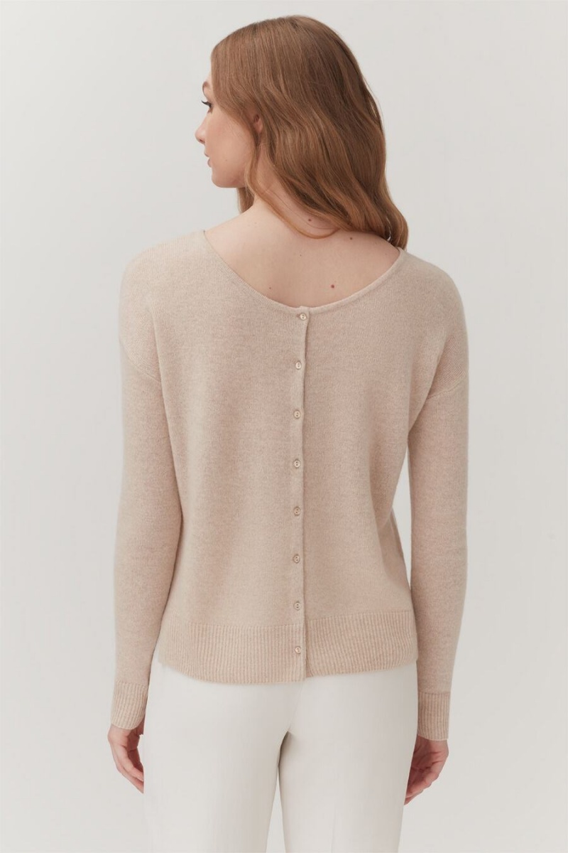 Cardigan Cuyana Single-Origin Cashmere Dama Bej | JRB352NX