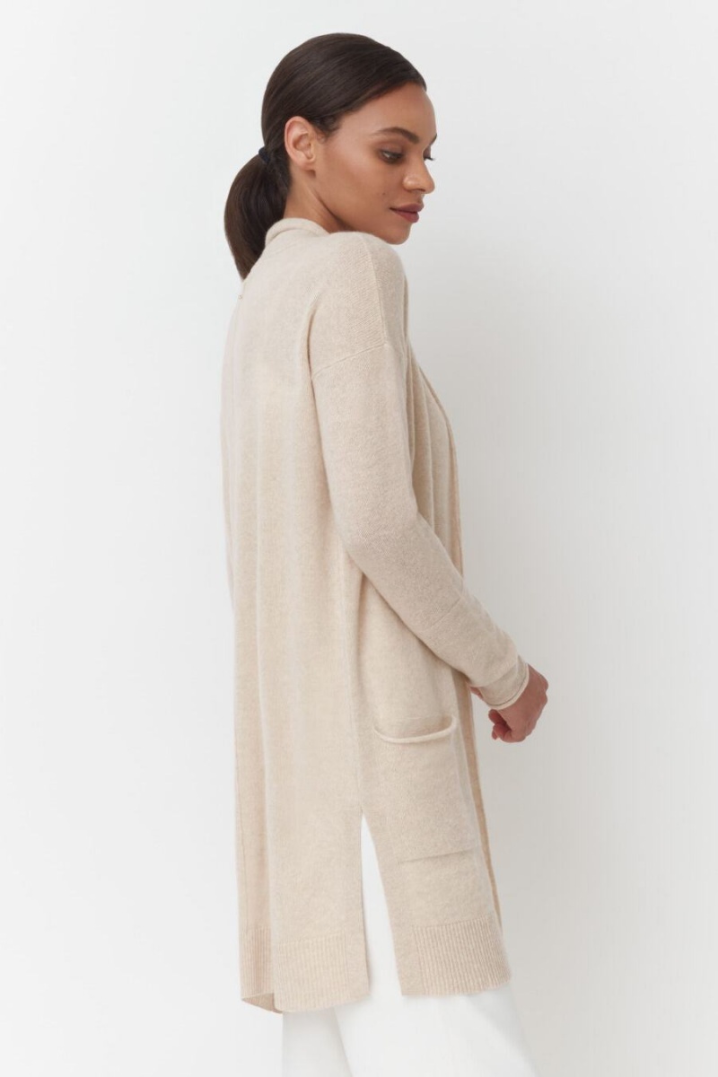 Cardigan Cuyana Single-Origin Cashmere Long Dama Bej | OCS782OT