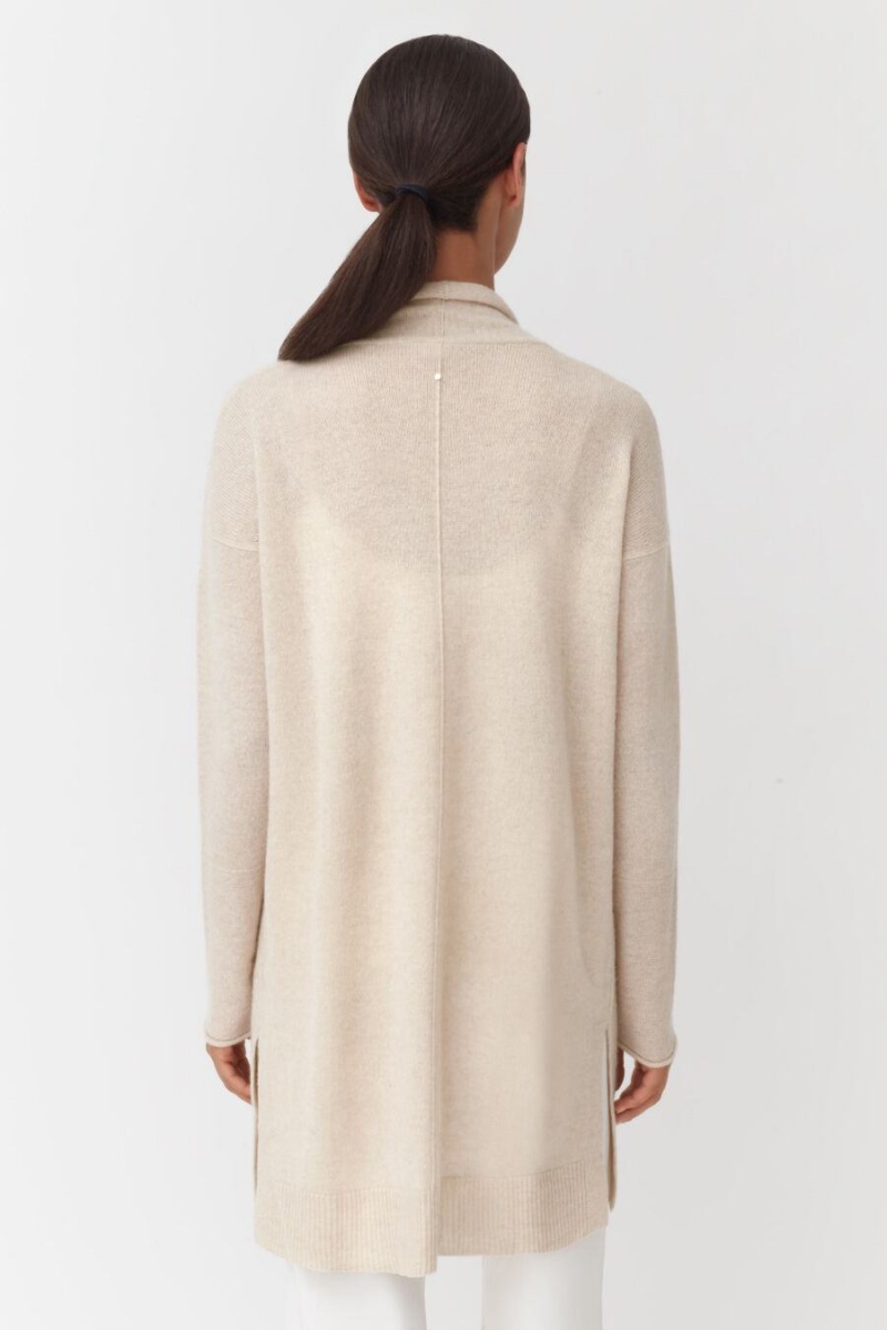 Cardigan Cuyana Single-Origin Cashmere Long Dama Bej | OCS782OT