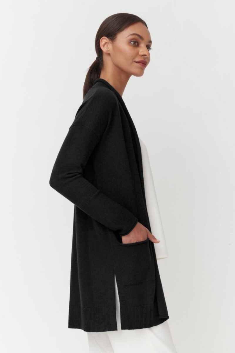 Cardigan Cuyana Single-Origin Cashmere Long Dama Negrii | NJB7135FK