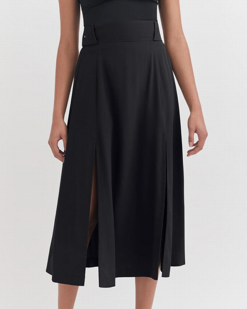 Fuste Cuyana Silk Belted Midi Dama Negrii | PJP5926DO