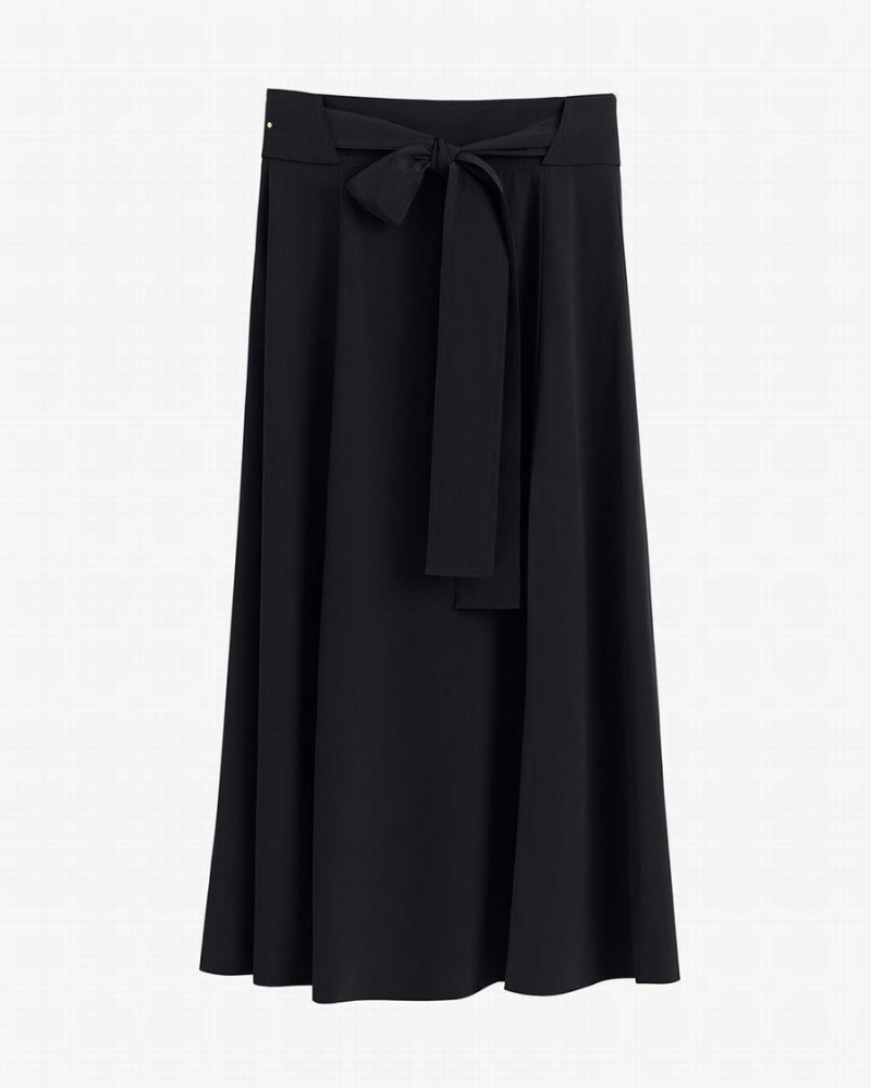 Fuste Cuyana Silk Belted Midi Dama Negrii | PJP5926DO