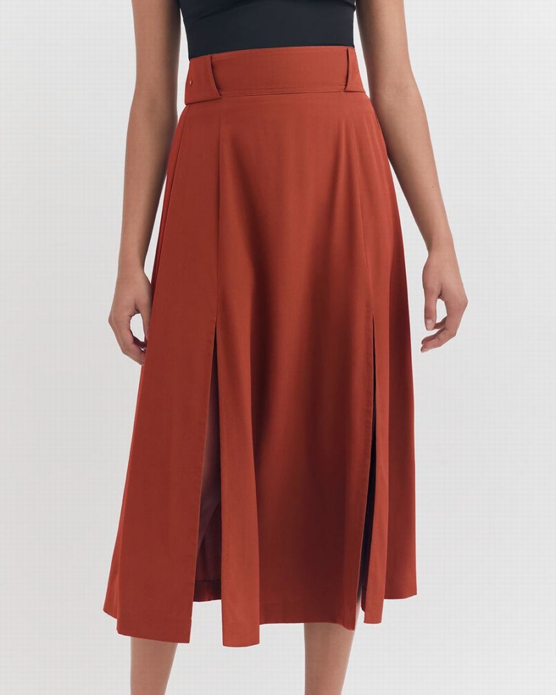 Fuste Cuyana Silk Belted Midi Dama Rosii | PVQ7050GN