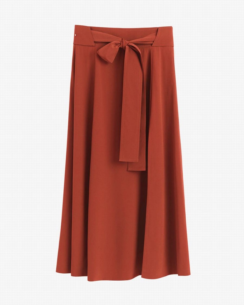 Fuste Cuyana Silk Belted Midi Dama Rosii | PVQ7050GN