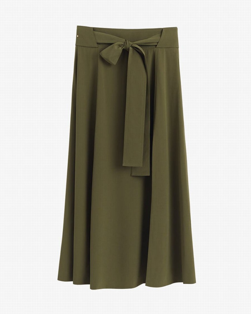 Fuste Cuyana Silk Belted Midi Dama Verzi Inchis | SSR7946MR