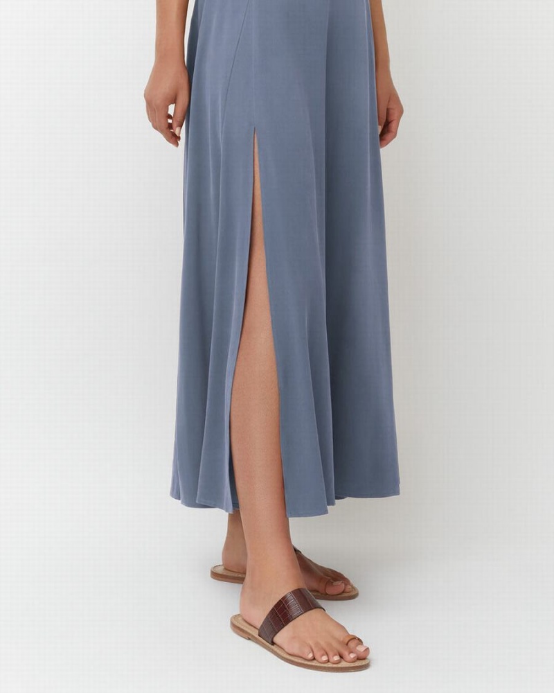 Fuste Cuyana Washable Silk Maxi Dama Albastri | ZXM4287HE