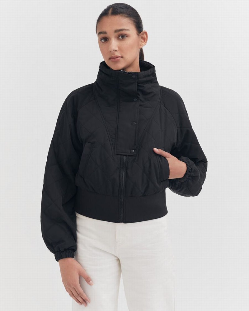 Geaca Puf Cuyana Balloon Sleeve Light Puffer Dama Negrii | FGK3879RK