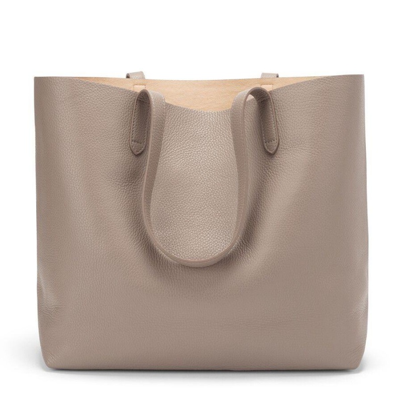 Geanta Tote Cuyana Clasici Structured Piele Dama Gri Roz | YRV658WB