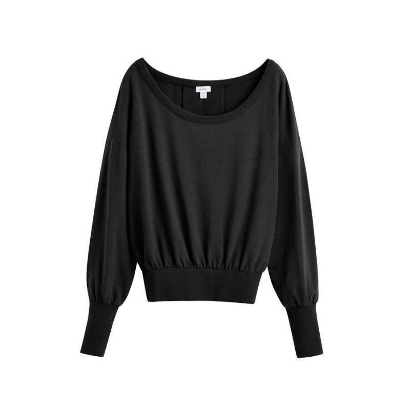 Hanorace Cuyana French Terry Boatneck Dama Negrii | RRM8933WU