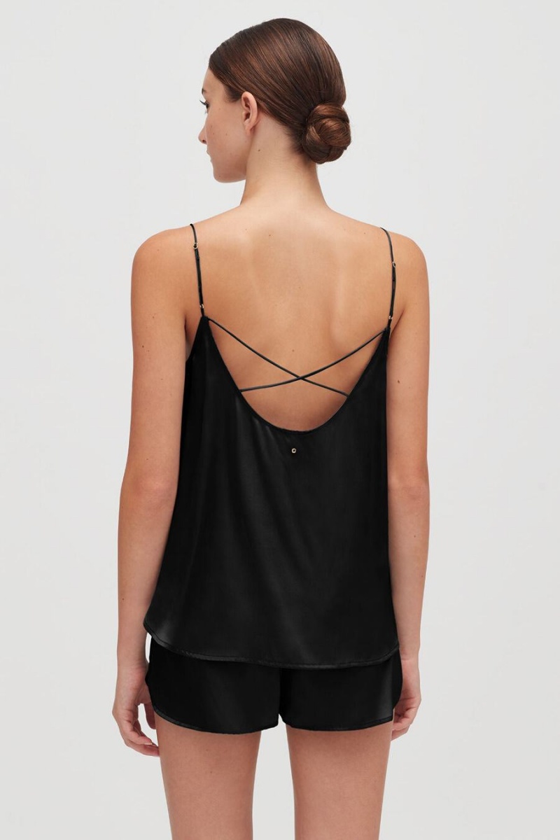 Maiouri Cuyana Washable Charmeuse Cross-Back Cami Dama Negrii | XKF8227YB