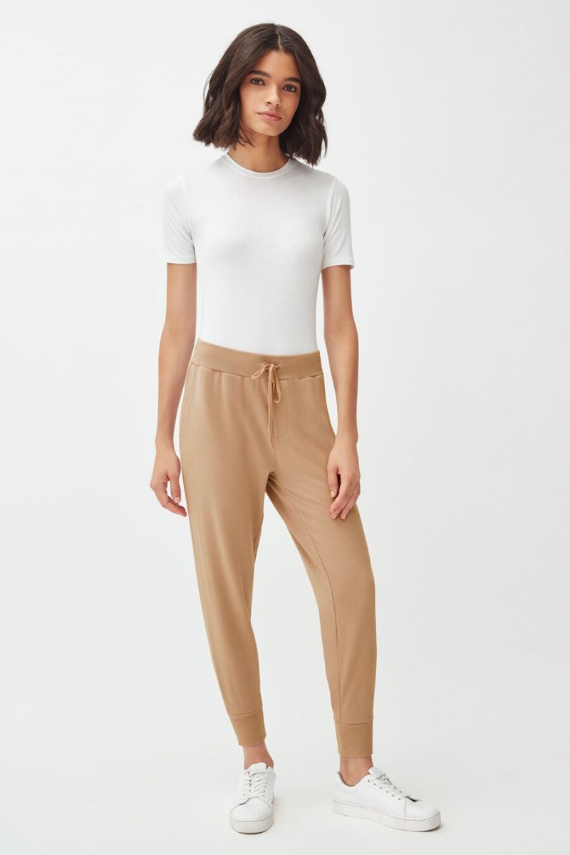 Pantaloni Cuyana French Terry Tapered Lounge Dama Maro | XPU1144HL