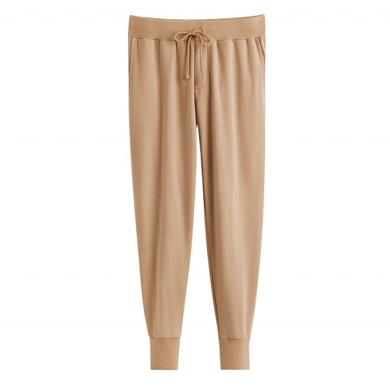 Pantaloni Cuyana French Terry Tapered Lounge Dama Maro | XPU1144HL