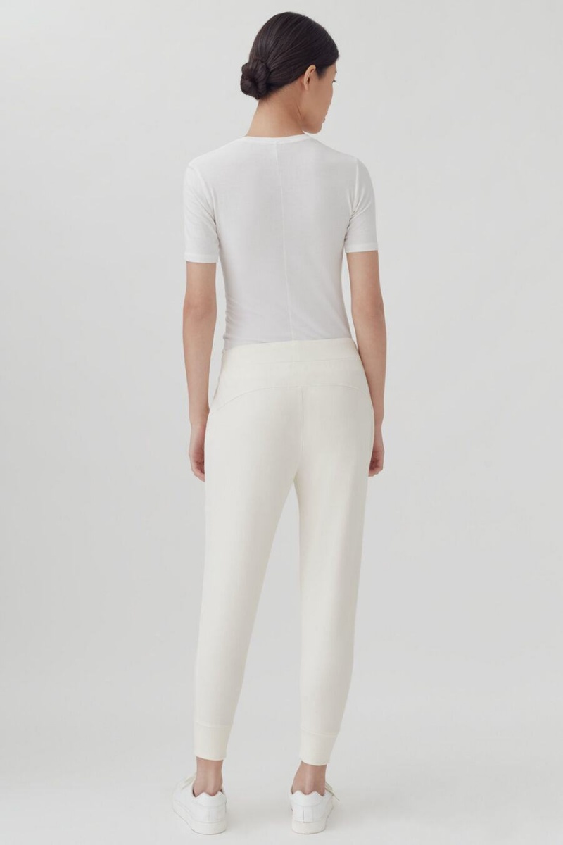 Pantaloni Cuyana French Terry Tapered Lounge Dama Albi | SWU9787IB