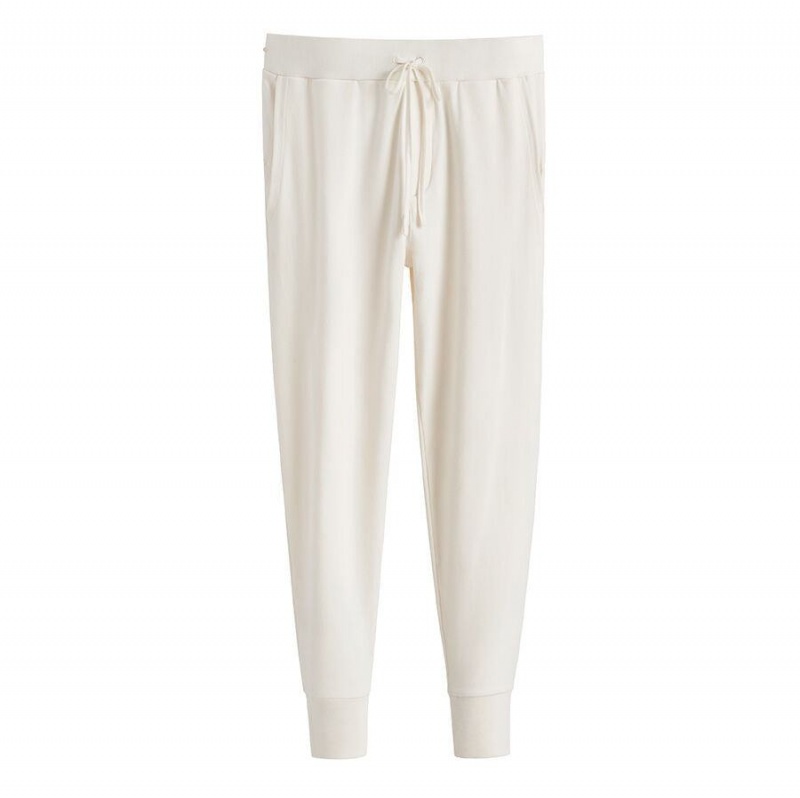 Pantaloni Cuyana French Terry Tapered Lounge Dama Albi | SWU9787IB