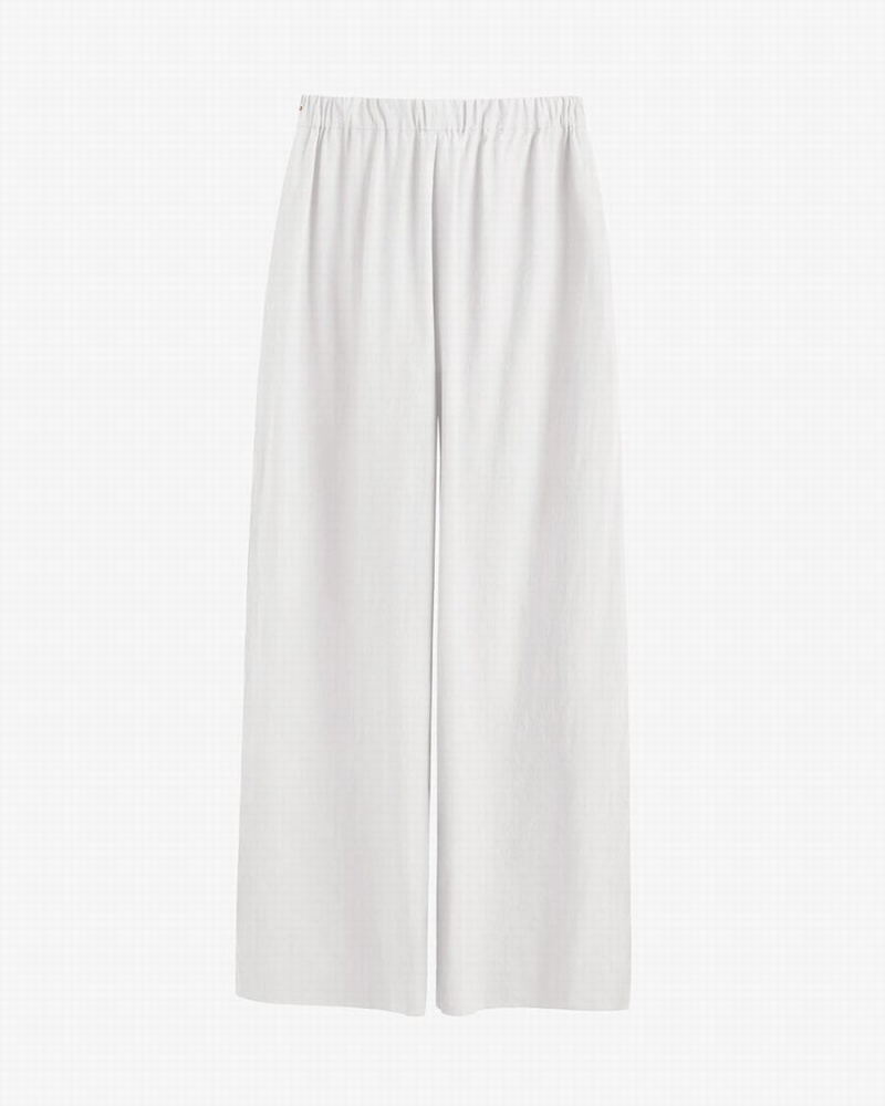 Pantaloni Cuyana Linen Largi Leg Dama Albi | NEQ5868IH