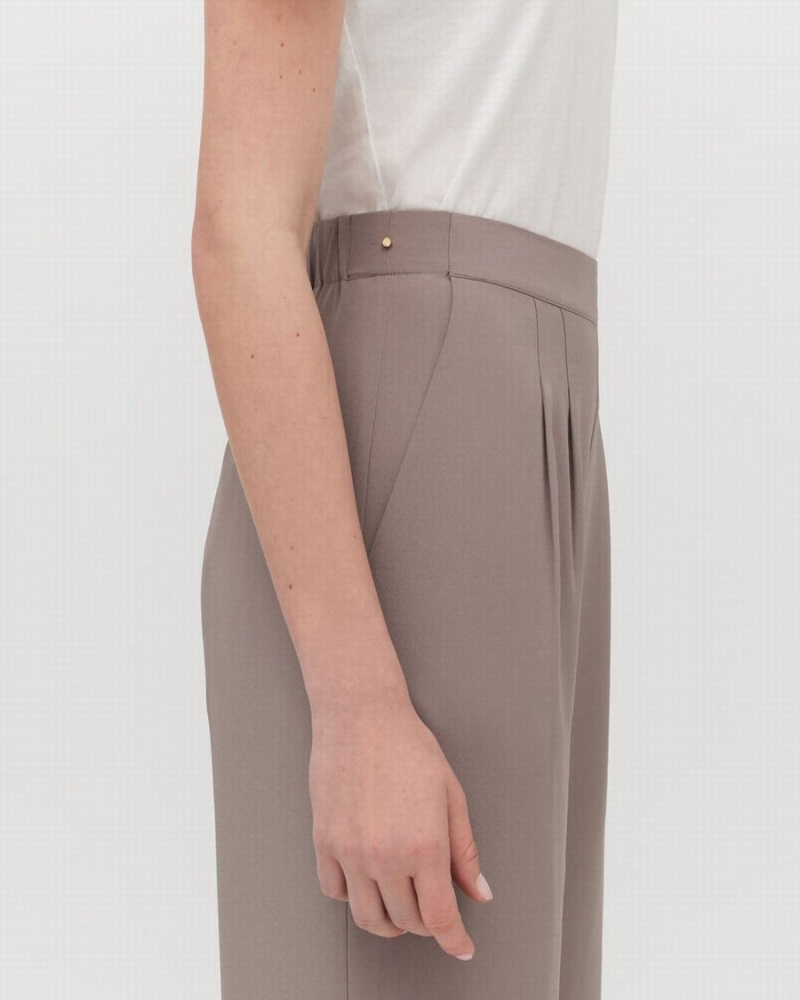 Pantaloni Cuyana Silk Largi-Leg Dama Maro Deschis | GCP996RC