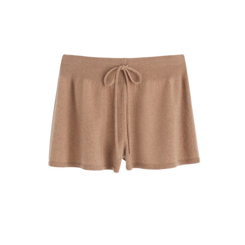 Pantaloni Scurti Cuyana Single-Origin Cashmere Dama Maro | NXU8680RH