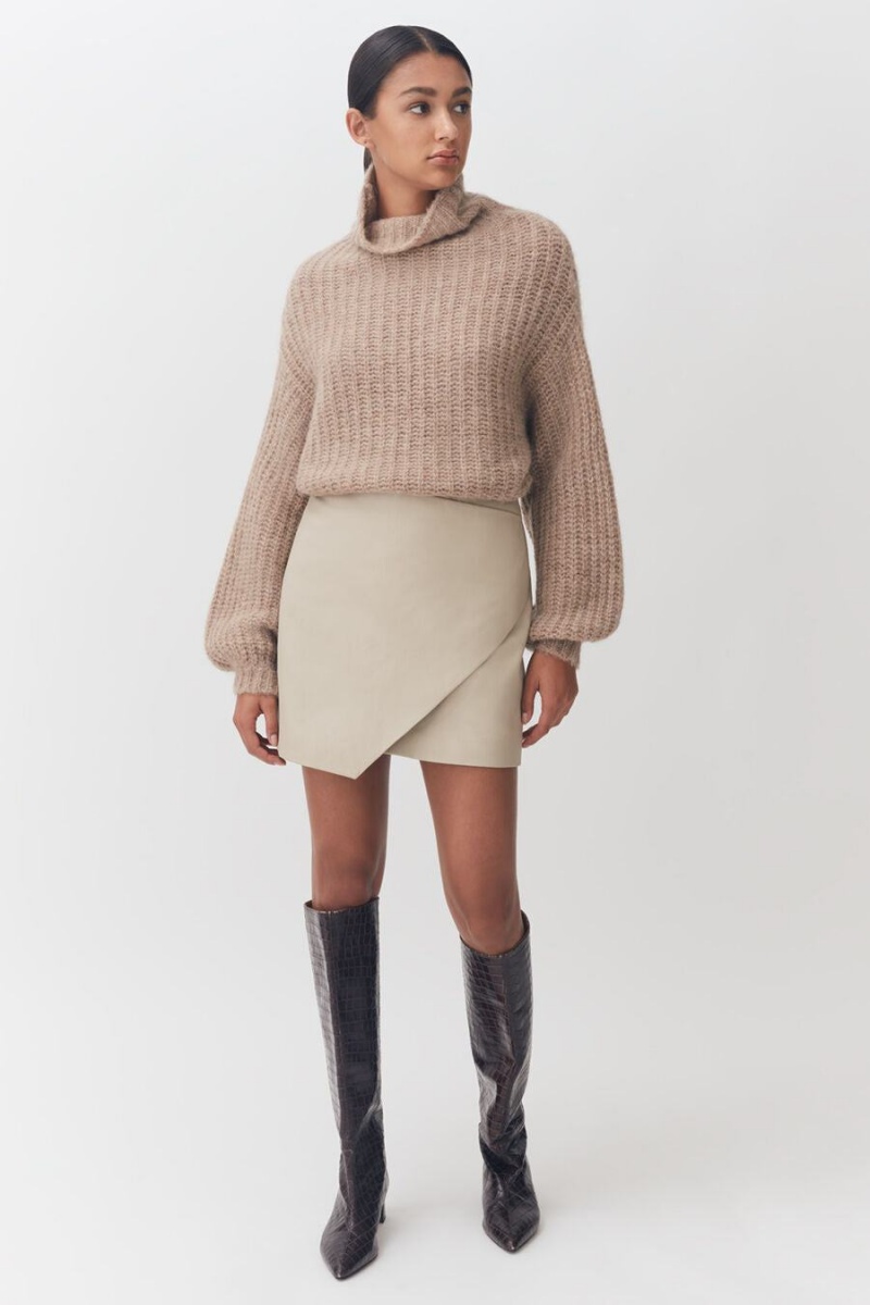 Pulovere Cuyana Alpaca Lână Turtleneck Dama Kaki | RJF458VT