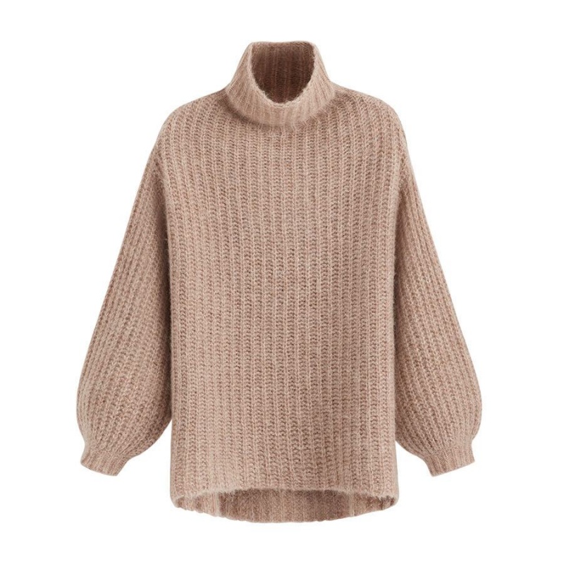 Pulovere Cuyana Alpaca Lână Turtleneck Dama Kaki | RJF458VT