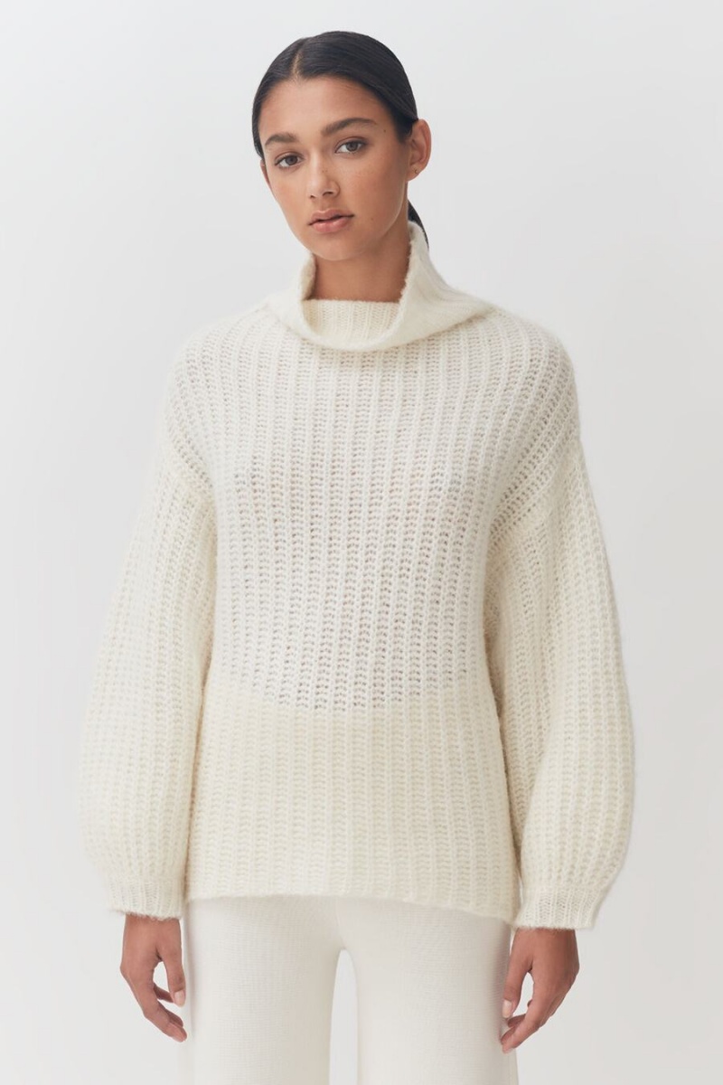 Pulovere Cuyana Alpaca Lână Turtleneck Dama Albi | NRX2831SB