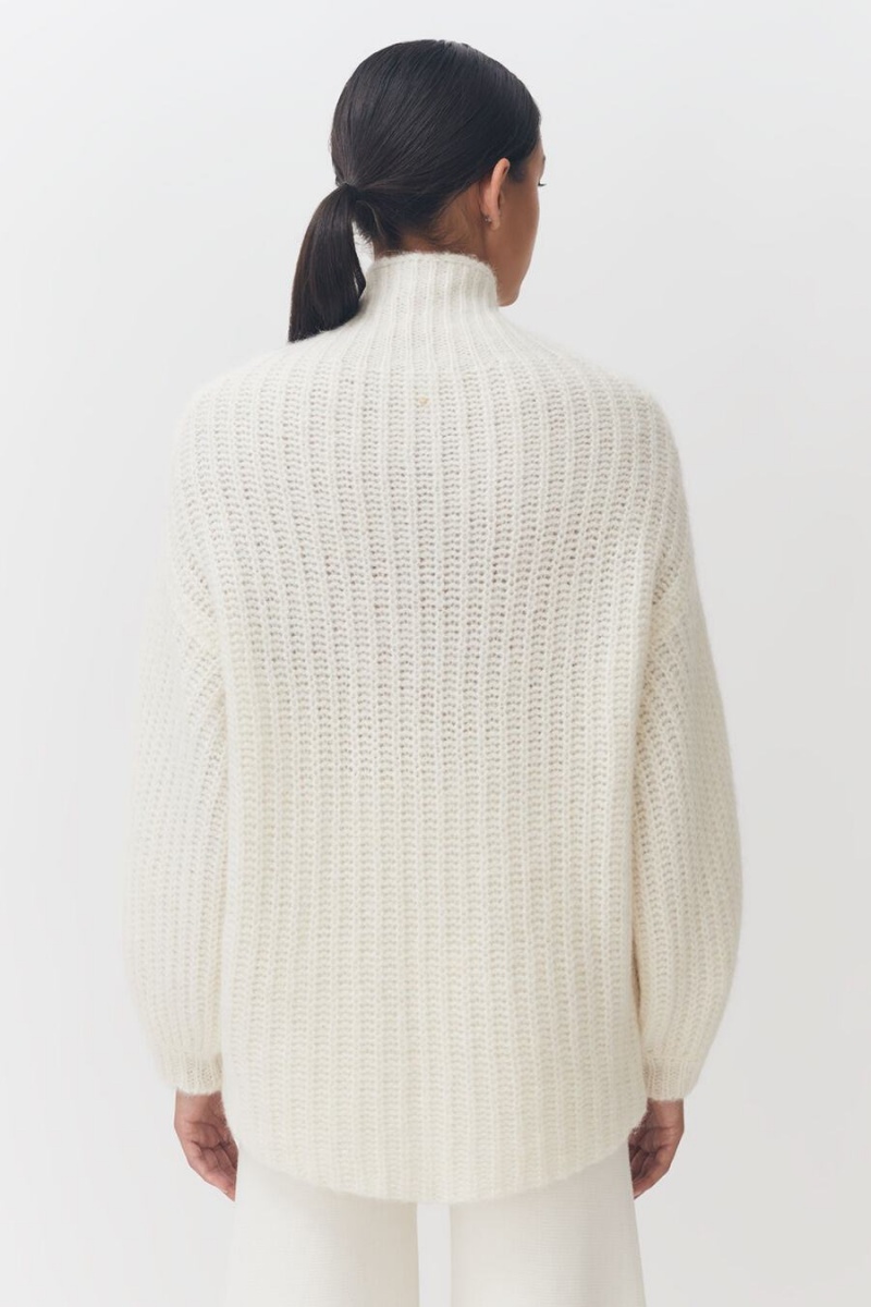 Pulovere Cuyana Alpaca Lână Turtleneck Dama Albi | NRX2831SB