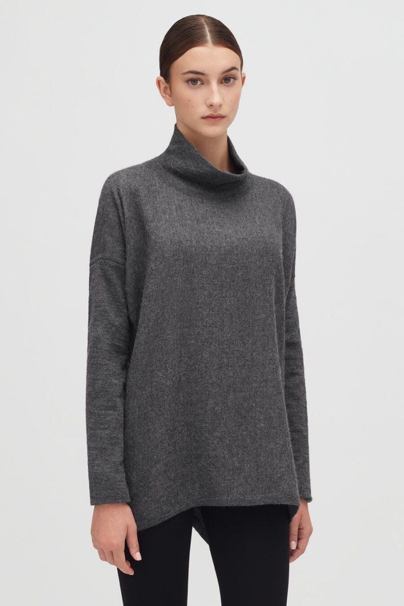 Pulovere Cuyana Alpaca Open-Back Turtleneck Dama Gri | YMC3552PK