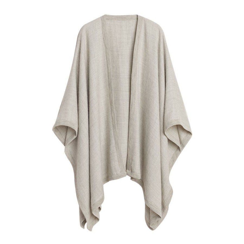 Pulovere Cuyana Baby Alpaca Square Edge Cape Dama Gri Deschis | NJZ8649UO