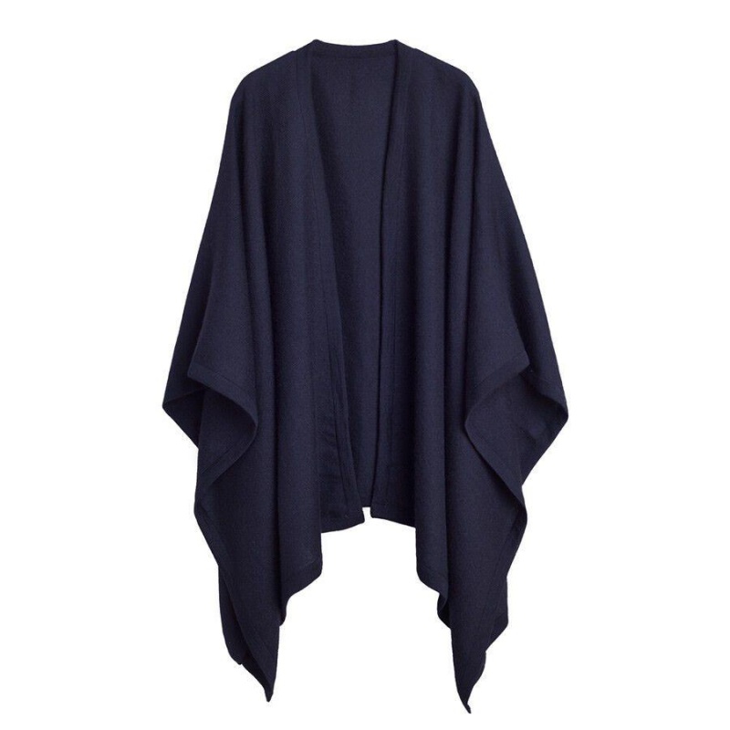 Pulovere Cuyana Baby Alpaca Square Edge Cape Dama Bleumarin | WGB2471CU