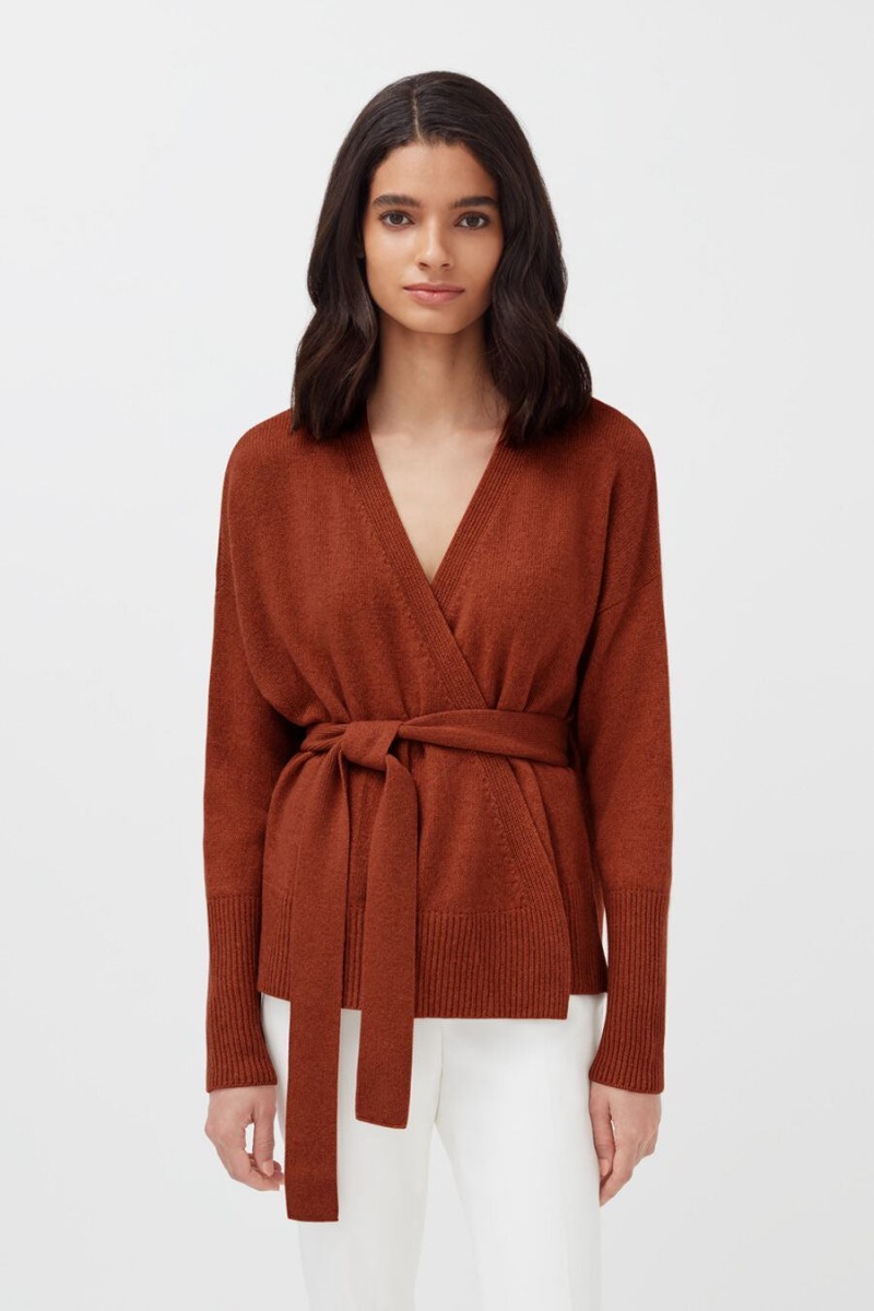 Pulovere Cuyana Cashmere Soft Wrap Dama Portocalii Inchis | BCH1379CX