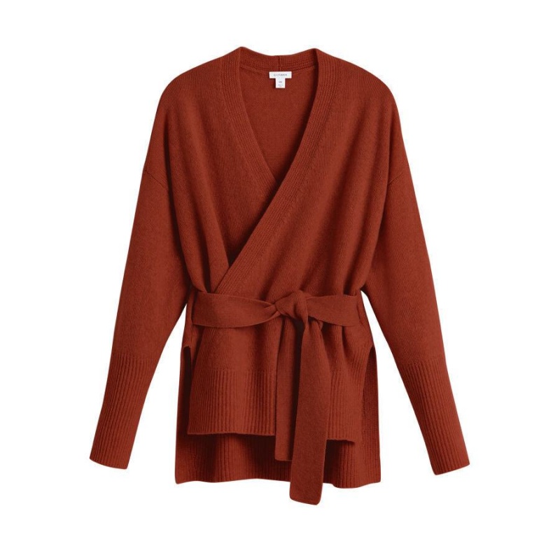 Pulovere Cuyana Cashmere Soft Wrap Dama Portocalii Inchis | BCH1379CX