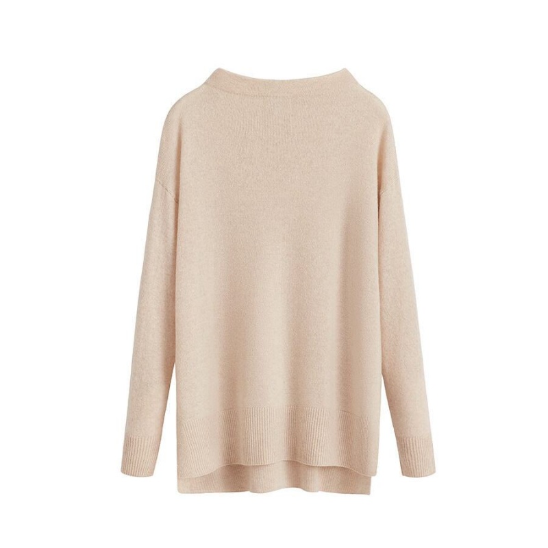 Pulovere Cuyana Single-Origin Cashmere Funnel Neck Dama Bej | UWP618WC