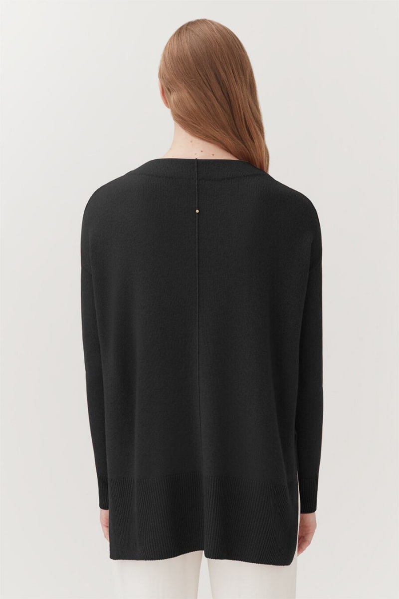 Pulovere Cuyana Single-Origin Cashmere Funnel Neck Dama Negrii | NKF3386CQ