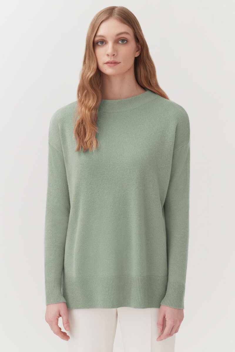 Pulovere Cuyana Single-Origin Cashmere Funnel Neck Dama Verzi | OZP7661LI