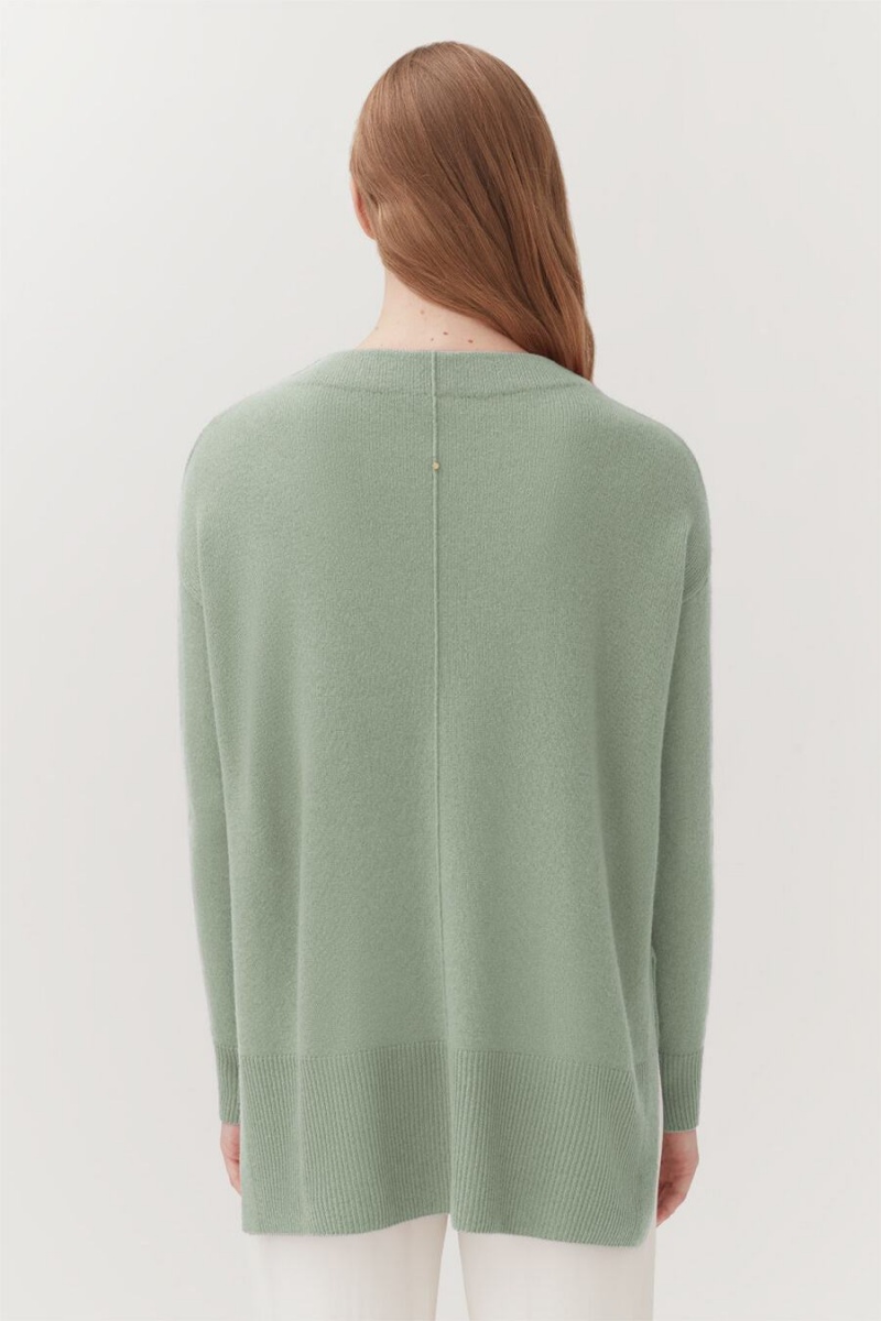 Pulovere Cuyana Single-Origin Cashmere Funnel Neck Dama Verzi | OZP7661LI