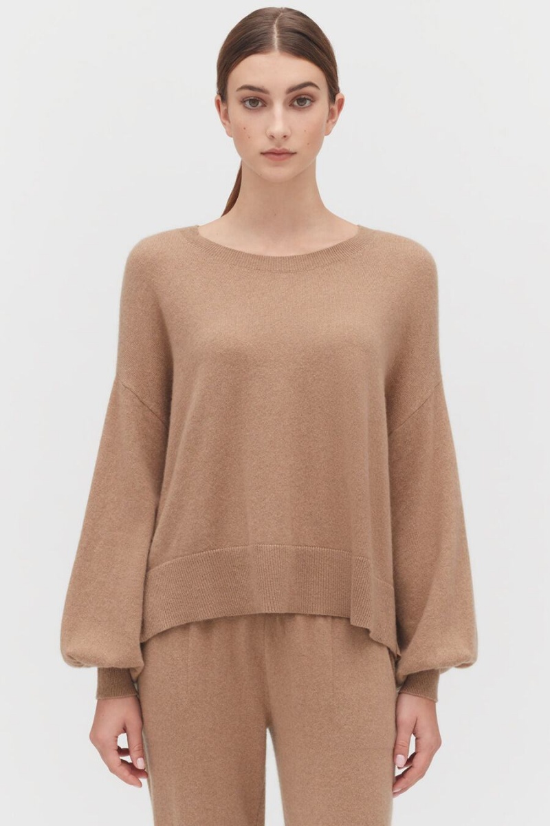 Pulovere Cuyana Single-Origin Cashmere Open Side Dama Maro | VIK3445BO