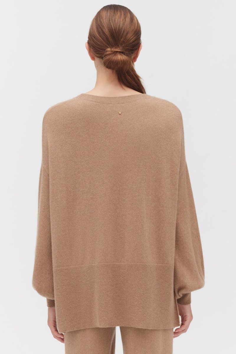 Pulovere Cuyana Single-Origin Cashmere Open Side Dama Maro | VIK3445BO