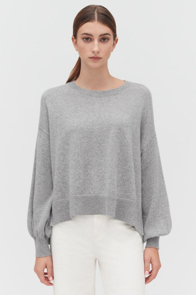 Pulovere Cuyana Single-Origin Cashmere Open Side Dama Gri Deschis | YDT3719FK