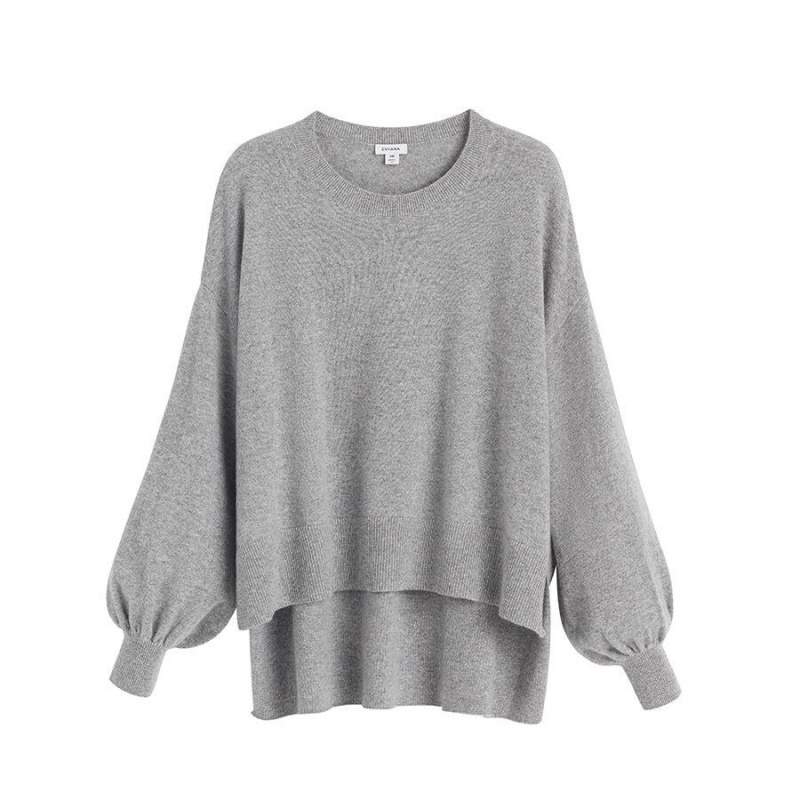 Pulovere Cuyana Single-Origin Cashmere Open Side Dama Gri Deschis | YDT3719FK