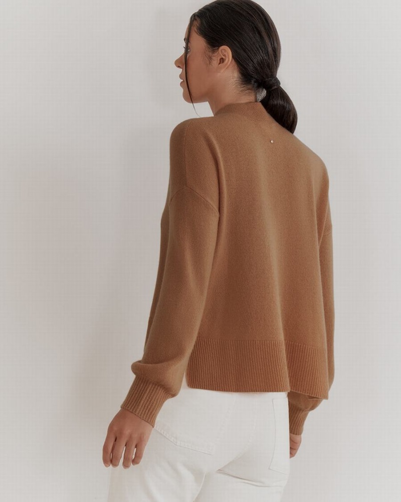 Pulovere Cuyana Single Origin Cashmere Cropped Dama Maro | VES3461MB